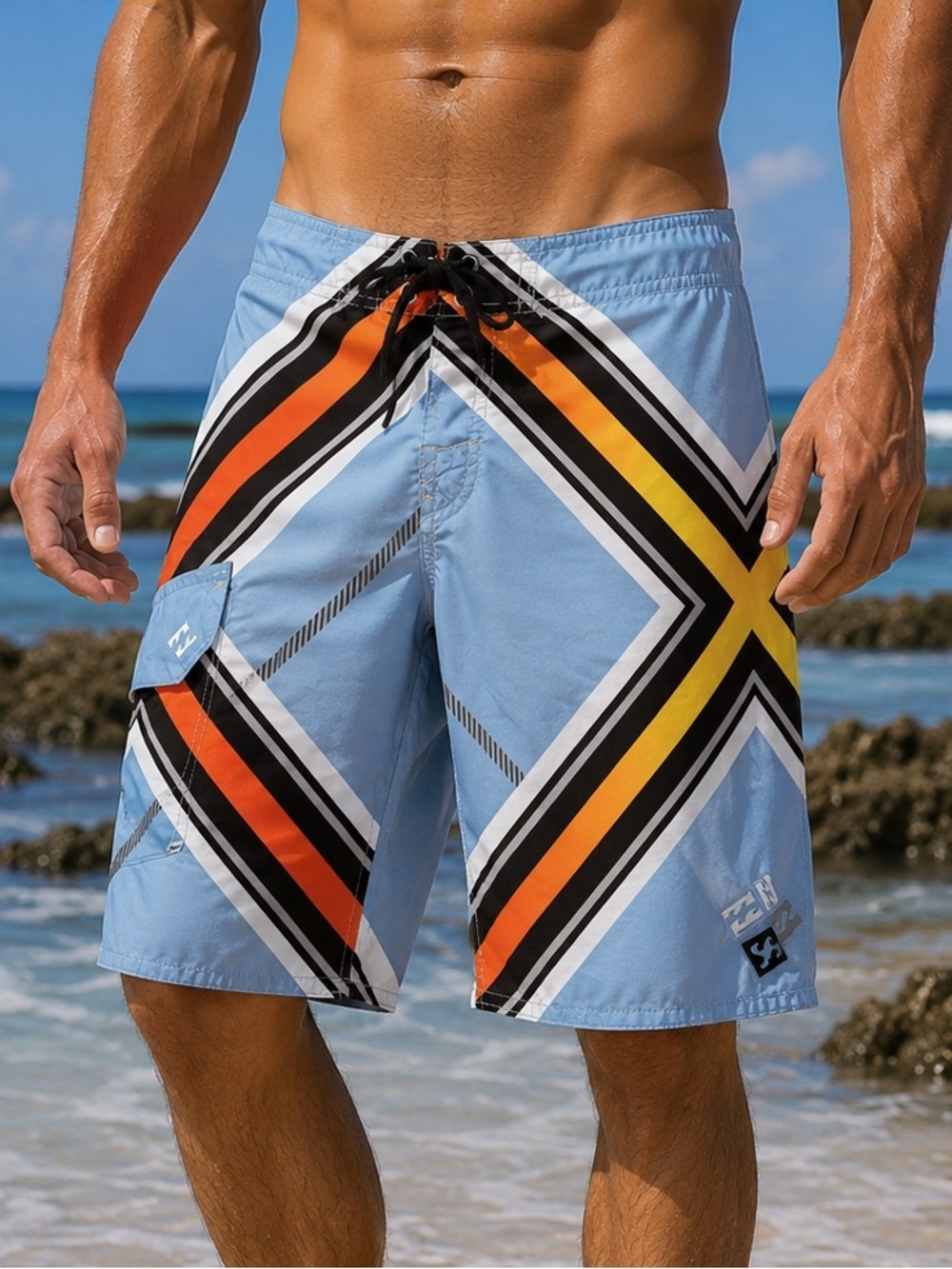 Billabong Brian Grubb Wake Series Board Shorts Mens 32 Y2K Blue Orange